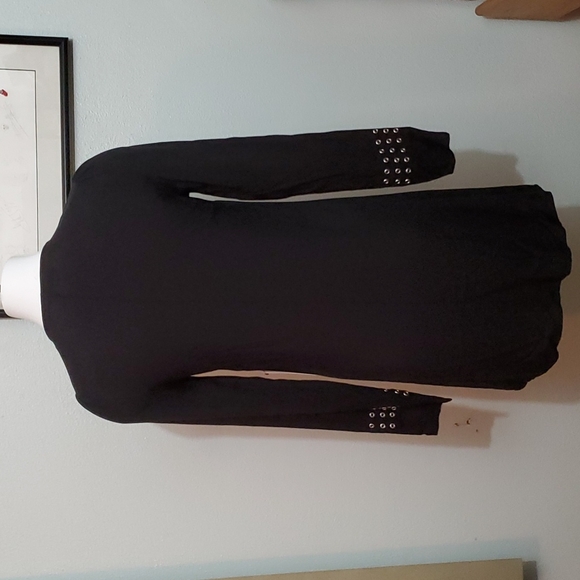 EXPRESS Womens Black Long Sleeve Tunic Shift Dress-Grommets Detail-NWT-Sz XS - Picture 6 of 16
